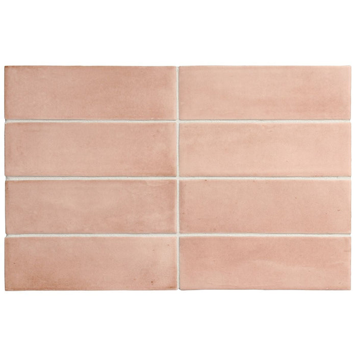 Hammam Moroccan Mini Brick Matt Pink 5cm x 15cm