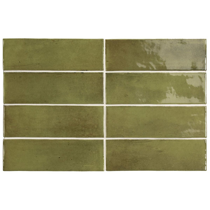 Hammam Moroccan Mini Brick Gloss Verde 5cm x 15cm