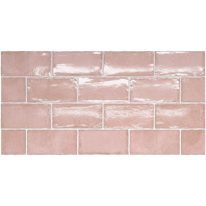 Dordoine Pink Dust Rustic Gloss Wall Tiles 7.5 X 15cm