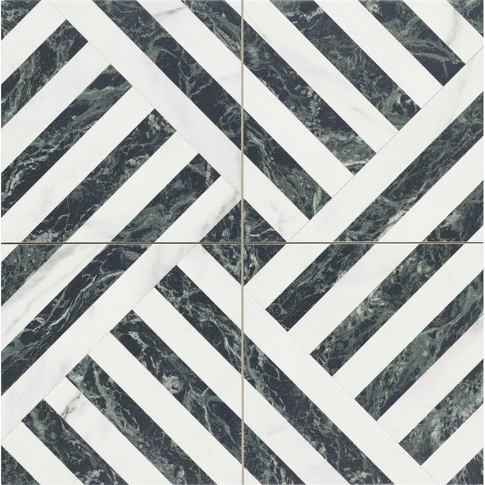 Art Deco Gatsby Emerald Green Marble Patterned Porcelain Wall Floor Tiles 44cm x 44cm