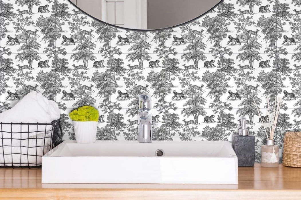 Safari Wallpaper Porcelain Wall Tiles 20cm x 20cm