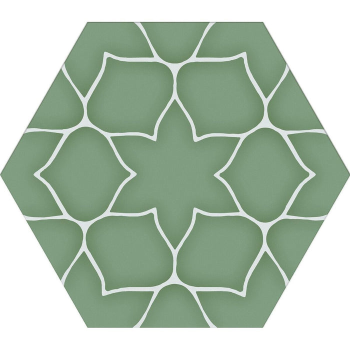 Maldives Aqua Green Patterned Hexagon Wall & Floor Tiles 33cm x 28.5cm