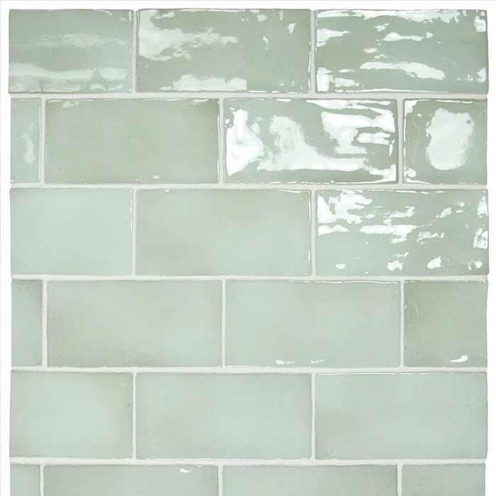 Libertine Light Green Rustic Effect Gloss Wall Tiles 7.5 X 15cm