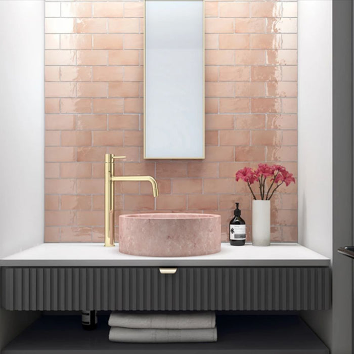 Libertine Light Pink Rustic Effect Gloss Wall Tiles 7.5 X 15cm