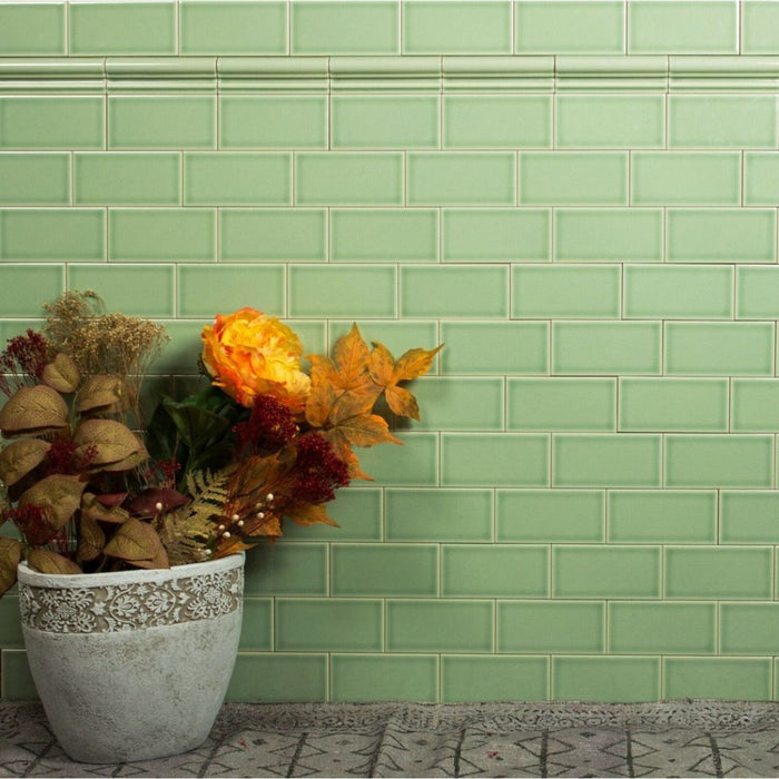 Putney Lime Green Crackled Glaze Metro