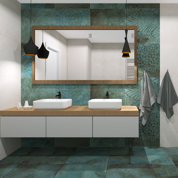 Verdegris Patterns Metal Copper Oxide Metallic Wall & Floor Tile 60cm x 60cm