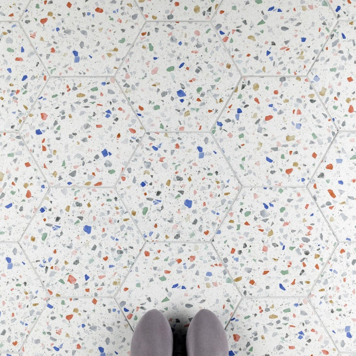 Jelato Tutti Frutti Terrazzo Hexagon Tile  22cm x 25cm