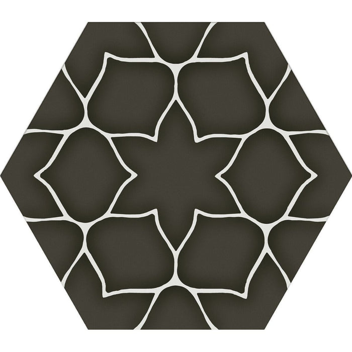 Maldives Charcoal Patterned Hexagon Wall & Floor Tiles 33cm x 28.5cm