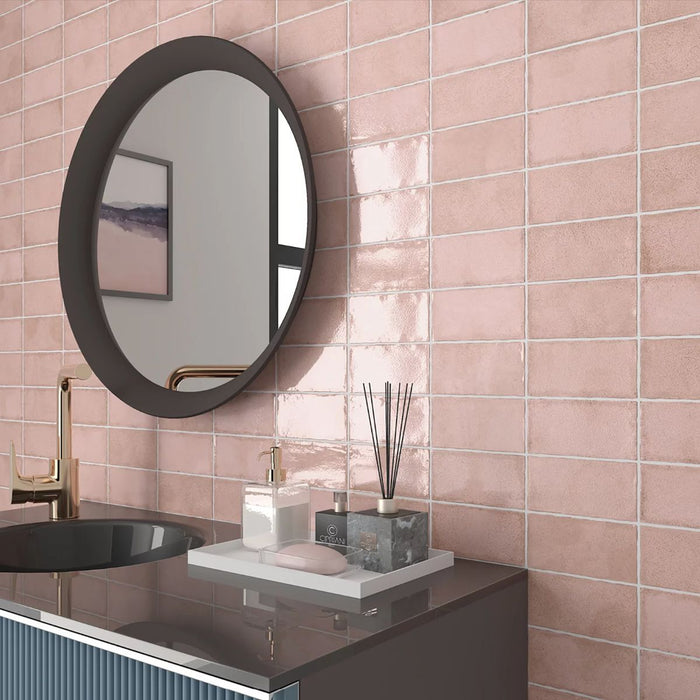 Dordoine Pink Dust Rustic Gloss Wall Tiles 7.5 X 15cm