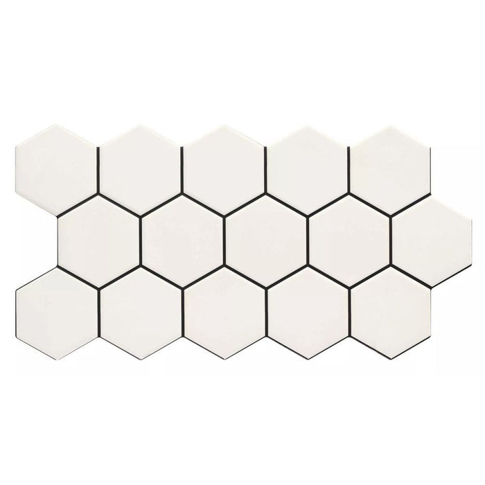 Metropolis Tiles | Matt White Tiles | Hexagon Tiles | 26.5cm x 51cm | Wall & Floor Tiles