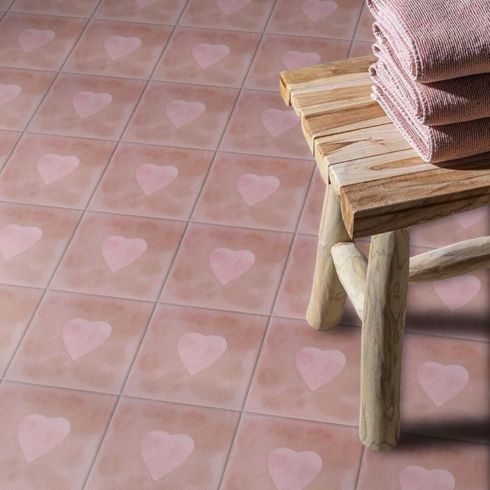 Hearts MINI Rose Light Moroccan Indoor Outdoor Wall Floor Tiles 15cm x 15cm