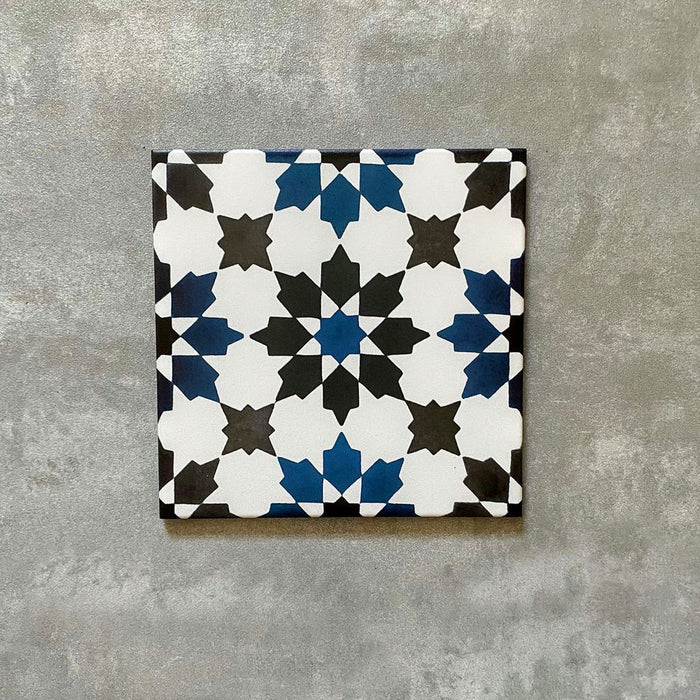 Madiro Royal Tile | Blue & Black | Moroccan Tiles | Wall & Floor | 20cm x 20cm