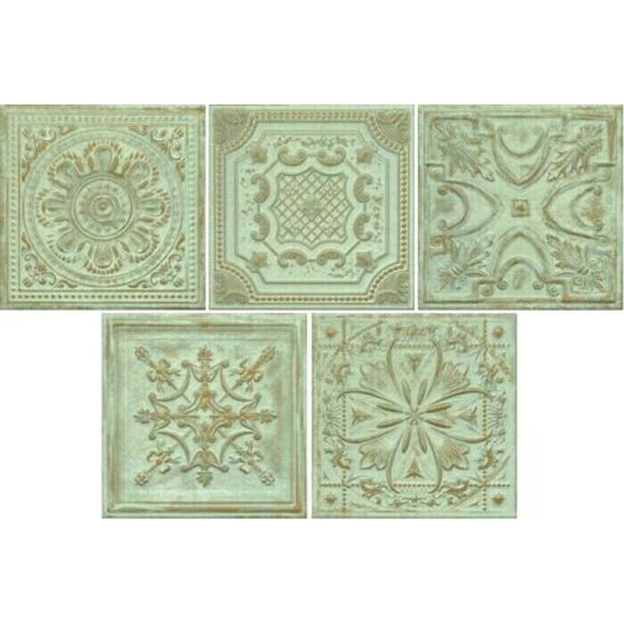 Regent Square Tin Green Embossed Wall Panel Tiles