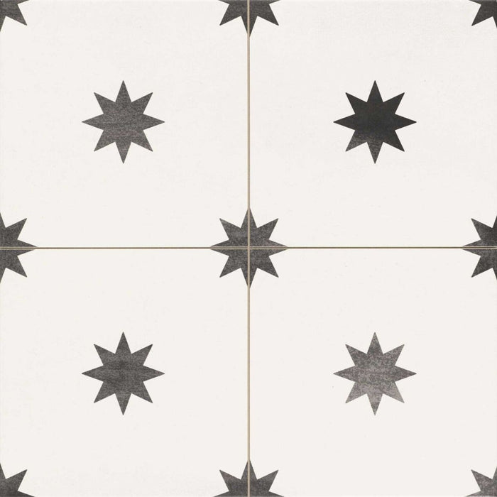 North Star White Moroccan Patterned Porcelain Wall Floor Tiles 44cm x 44cm