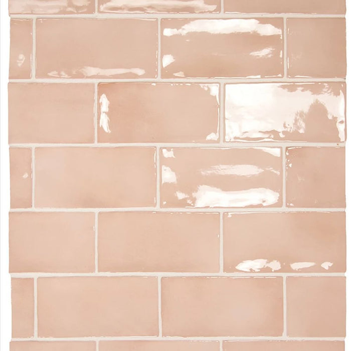 Libertine Light Pink Rustic Effect Gloss Wall Tiles 7.5 X 15cm