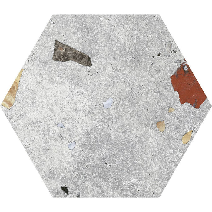 Jericho Silver Terrazzo Hexagon Wall & Floor Tiles 25cm x 22cm