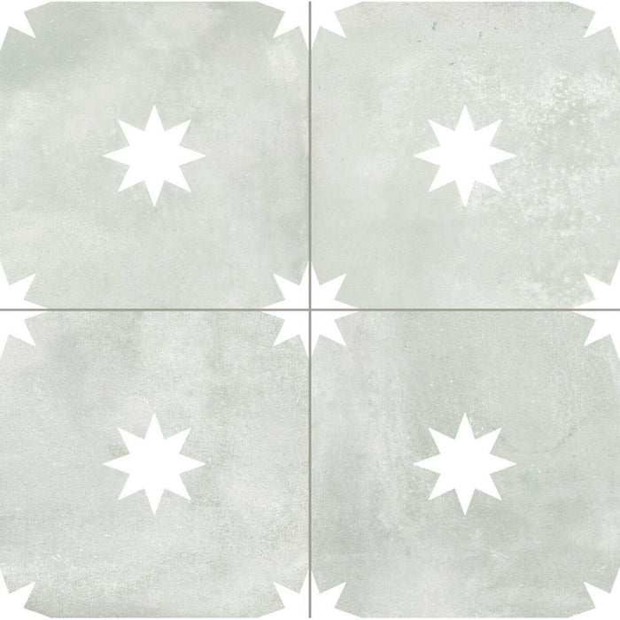 North Star Sage Green Moroccan Patterned Porcelain Wall Floor Tiles 44cm x 44cm