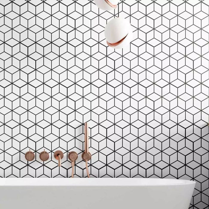 Metropolis Tiles | Matt White Tiles | Rhombus Tiles | 26.5cm x 51cm | Wall & Floor Tiles