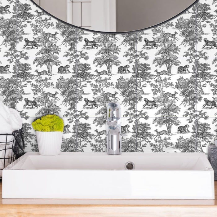 Safari Wallpaper Porcelain Wall Tiles 20cm x 20cm