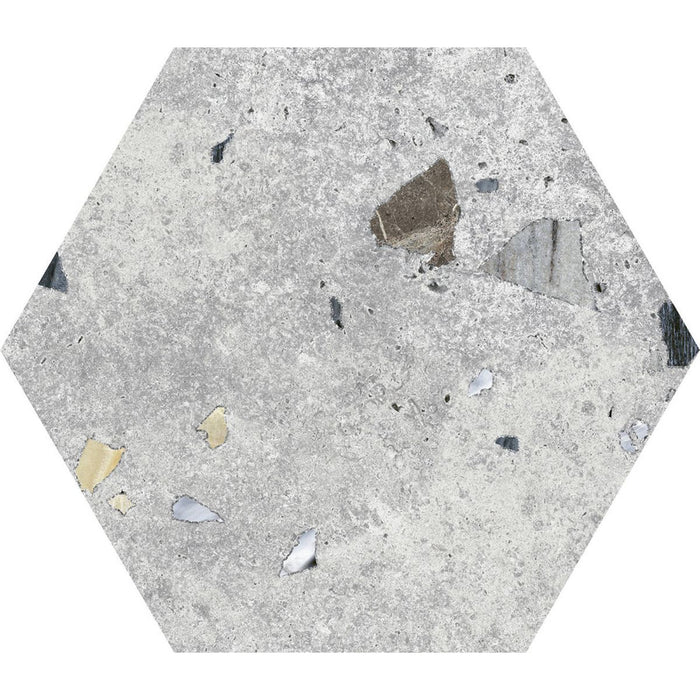 Jericho Silver Terrazzo Hexagon Wall & Floor Tiles 25cm x 22cm