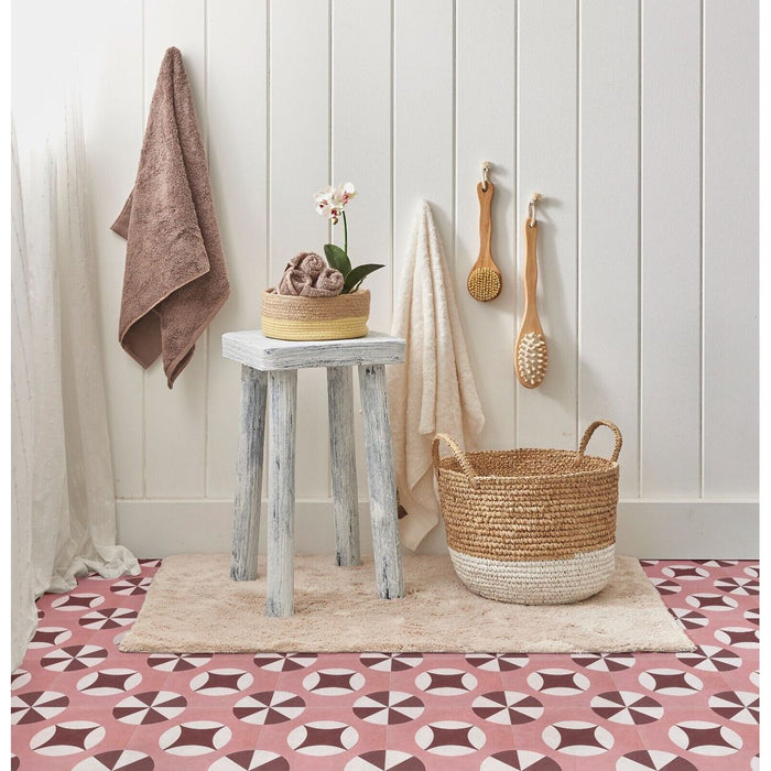 Dutch Circles Porcelain Wall and Floor Pink Tile 20cm x 20cm