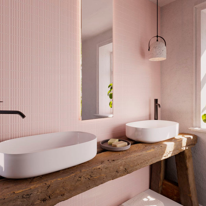 Bourbon DECOR Pink Gloss Wall Tiles 5cm x 30cm