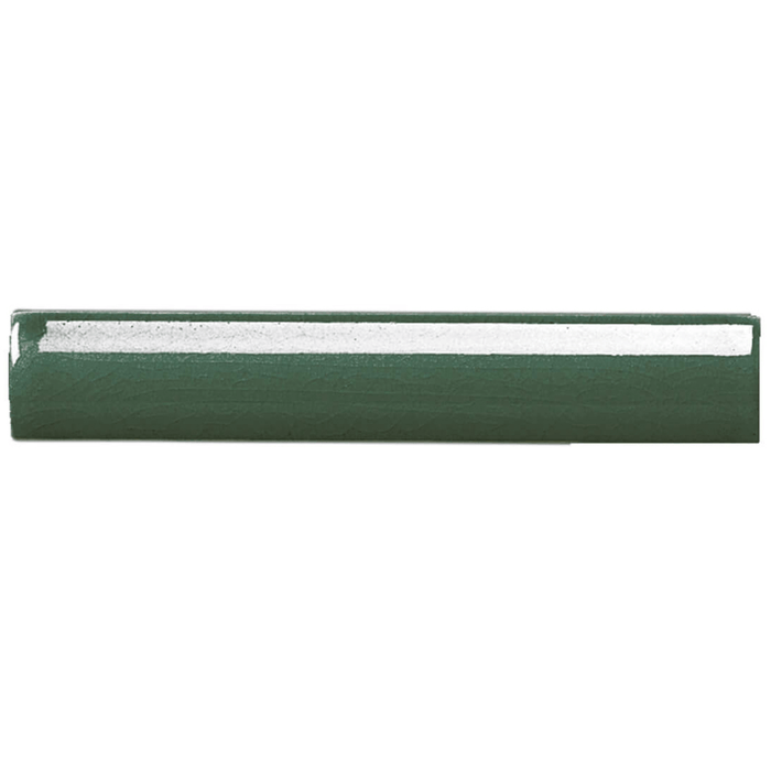 Putney Pencil Trim Forest Green Crackle Glaze Metro Border Tile 2.5 x 15cm